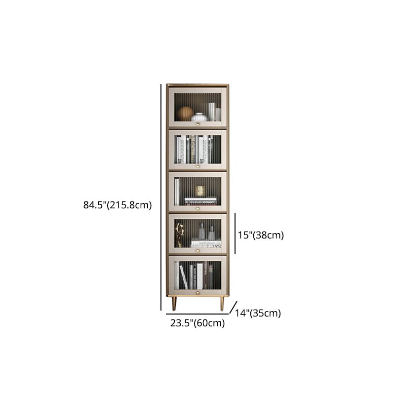 Glam Standard Bookcase Metal Frame Manufactured Wood Bookshelf with Glass Doors Clearhalo 'Bookcases' 'furn' 'furn_bookcases' 'Furniture' 'furniture_bookcases' 'Office Furniture' 1200x1200_3309ee61-e9c4-435a-a093-12d9be2d4167