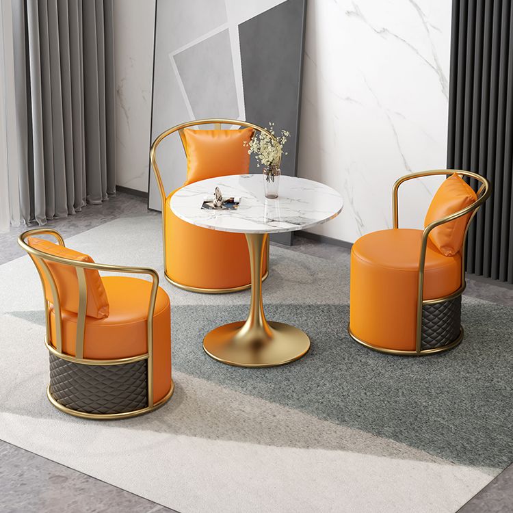 Round Sintered Stone Dining Table Traditional Luxury Tulip Table with Gold Frame Clearhalo 'Dining Tables & Seating' 'Dining Tables' 'dining_table' 'furn' 'furn_dining_table' 'Furniture' 'Kitchen & Dining Furniture' 1200x1200_330a0e3f-6057-446b-8148-42a33f30e29c