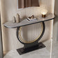 Moderna Med Half Moon Console Table Sofá Mesa de consola de piedra en gris