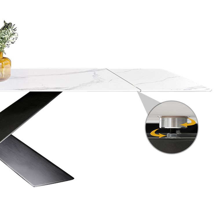 Extendable Sintered Stone Dining Table Industrial White Table with Metal Pedestal Clearhalo ' dining_table' 'Dining Tables & Seating' 'Dining Tables' 'furn' 'furn_dining_table' 'Furniture' 'furniture_dining_table' 'Kitchen & Dining Furniture' 'kitchen&dining_furn' 'kitchen' 'kitchen_dining_table' 1200x1200_330d9c34-89d1-463f-a698-3923b7f27233