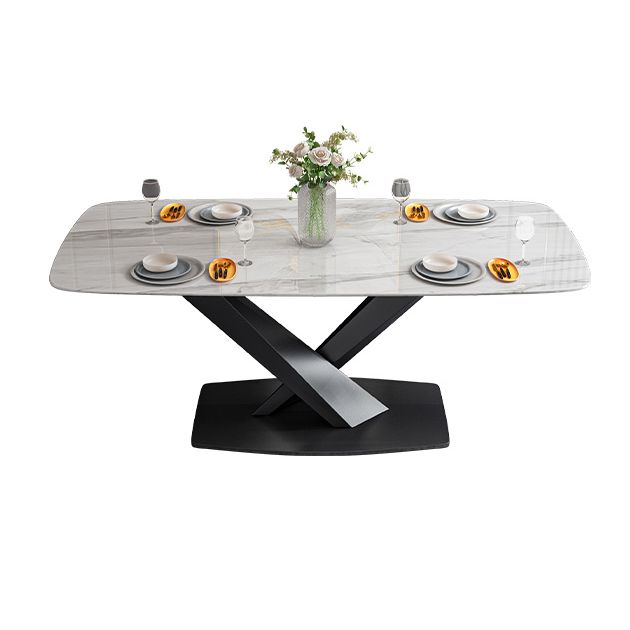 Traditional Luxury Rectangle Dining Table White Sintered Stone Table with Black Pedestal Base Clearhalo ' dining_table' 'Dining Tables & Seating' 'Dining Tables' 'furn' 'furn_dining_table' 'Furniture' 'furniture_dining_table' 'Kitchen & Dining Furniture' 'kitchen&dining_furn' 'kitchen' 'kitchen_dining_table' 1200x1200_330dbb66-fde1-4e13-9900-98ca3b7ef8ae