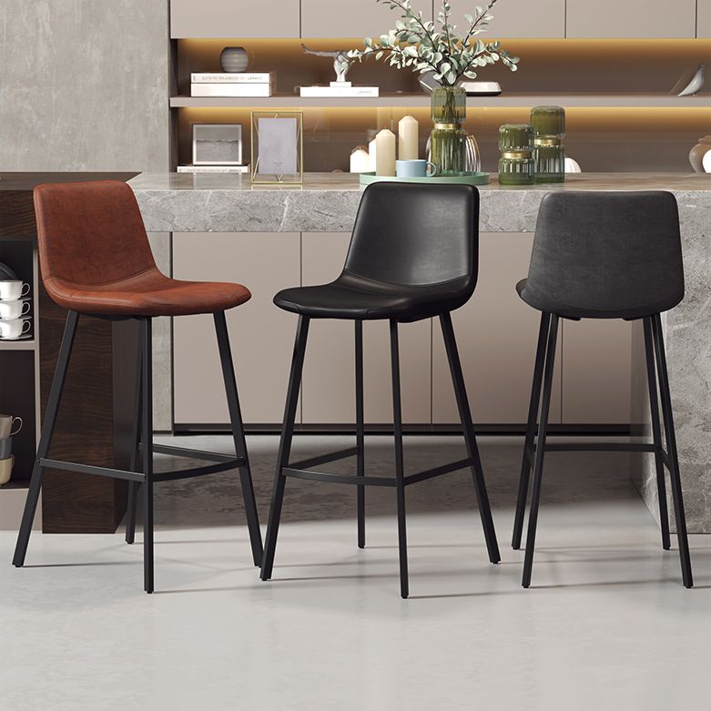 Modern Backrest Armless Counter Stool Iron Milk Tea Shop Bar Stool with Leather Cushion Clearhalo 'Bar Furniture' 'Bar Stools' 'bar_stools' 'furn' 'furn_bar_stools' 'Furniture' 'Kitchen & Dining Furniture' 1200x1200_330e6103-84a4-4e84-b18a-04f97f5e2827