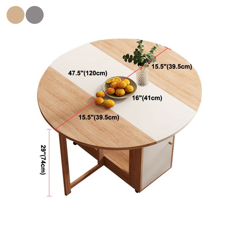 Round Mid-Century Modern Dining Table Drop-Leaf Table,47.2"L x 47.2"L x 29.1"H Clearhalo ' dining_table' 'Dining Tables & Seating' 'Dining Tables' 'furn' 'furn_dining_table' 'Furniture' 'furniture_dining_table' 'Kitchen & Dining Furniture' 'kitchen&dining_furn' 'kitchen' 'kitchen_dining_table' 1200x1200_330ed8d7-75fb-4be0-8f5f-3a700901aec5