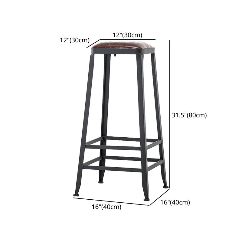 Industrial Armless Backrest Counter Stool Iron Cafe Bar Stool with Leather Cushion Clearhalo 'Bar Furniture' 'Bar Stools' 'bar_stools' 'furn' 'furn_bar_stools' 'Furniture' 'furniture_bar_stools' 'Kitchen & Dining Furniture' 1200x1200_33110a3c-869c-4685-a63f-dc1a26c8f472