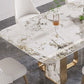 Traditional Luxury Double Pedestal Table Stone Dining Table with Stainless Steel Base