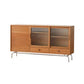 Brown Pine Wood Sideboard Modern Kitchen Dining Buffet with Doors and Drawers Clearhalo 'buffet_sideboard' 'Buffets & Sideboards' 'furn' 'furn_buffet_sideboard' 'Furniture' 'Kitchen & Dining Furniture' 1200x1200_3312f43c-eb95-44dc-9495-fdb2434b51f5