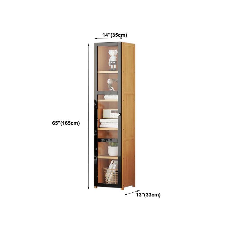 モダンなスタイルの本棚竹の閉じた本棚ホームオフィスのドア付きの本棚