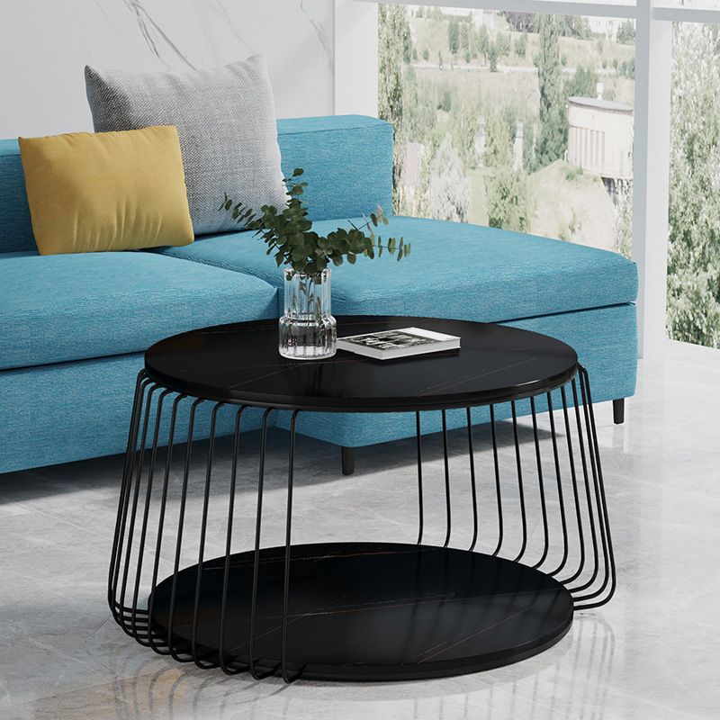 Glam Slate Geometric Coffee Table 17.7" H 1 Single Cocktail Table with Storage Clearhalo 'Coffee & Accent Tables' 'Coffee Tables' 'coffee_tables' 'furn' 'furn_coffee_tables' 'Furniture' 'Living Room Furniture' 1200x1200_331a2fca-c81f-4ab5-ab2a-b37126b644aa