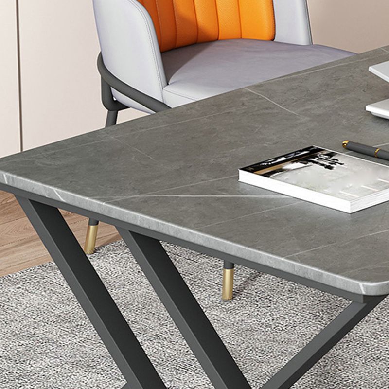 Bureau de bureau gris incurvé moderne 31,5 "de large trestle de bureau d'écriture