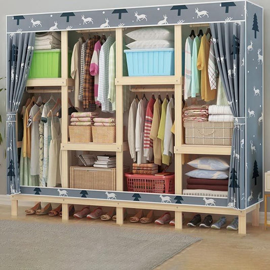 Eigentijdse stijl garderobe massief hout 1-deuren garderobe kast met stoffen staaf