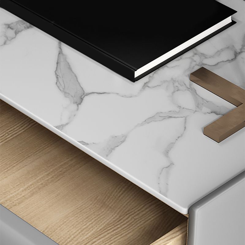 Solid Wood Bedside Table, Modern 2 - Drawer Stone Top Nightstand Clearhalo 'Bedroom Furniture' 'furn' 'furn_night_stand' 'Furniture' 'night_stand' 'Nightstands' 1200x1200_331dab34-513f-4703-a86f-9581f9406e6f