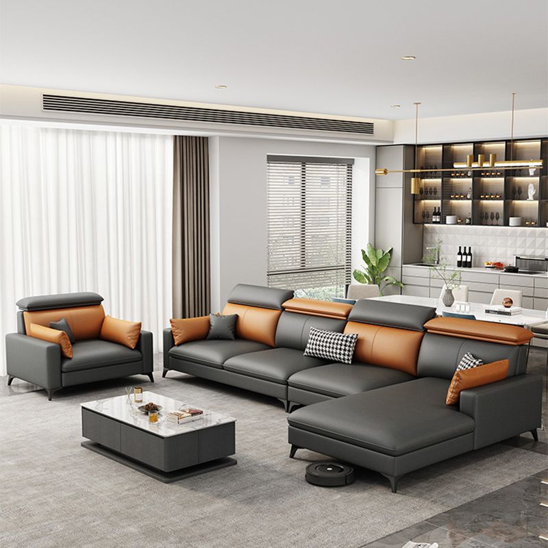 Contemporary 35.43 " H Faux Leather Square Arm Sofa & Chaise Clearhalo 'furn' 'furn_sectionals' 'Furniture' 'Living Room Furniture' 'Sectionals' 1200x1200_331fb61b-705a-44e6-8ce3-d27ff83dca71