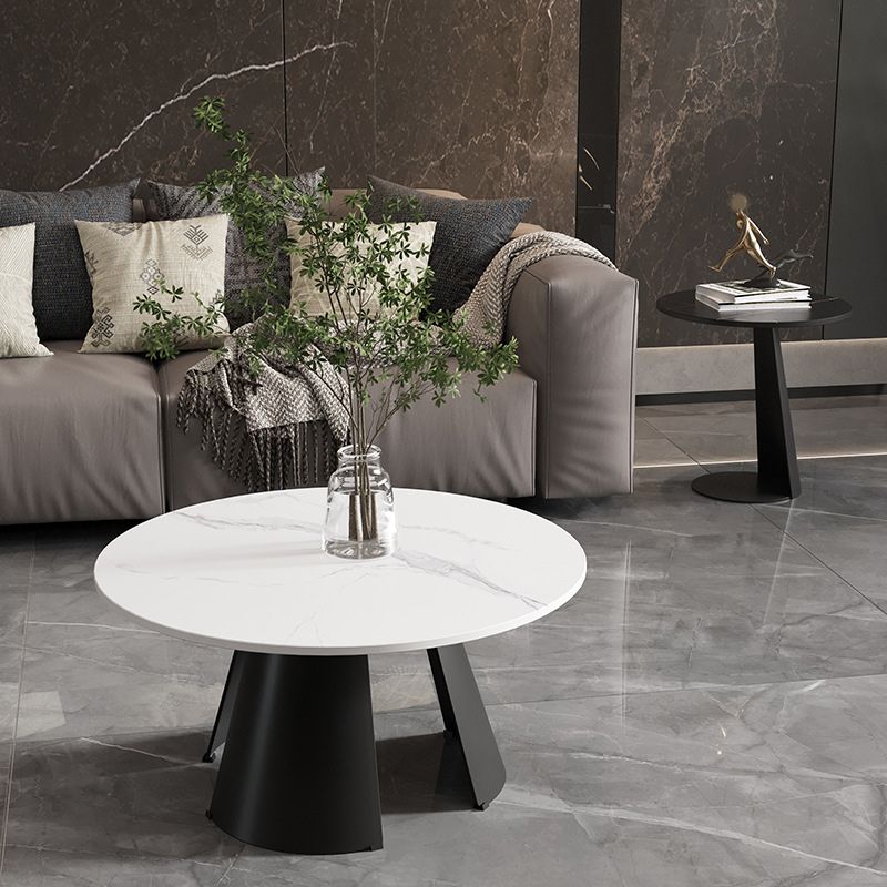 Abstraktes Basis -Design Rundes Schieferplatine Glamstil Metal Bein Couchtisch