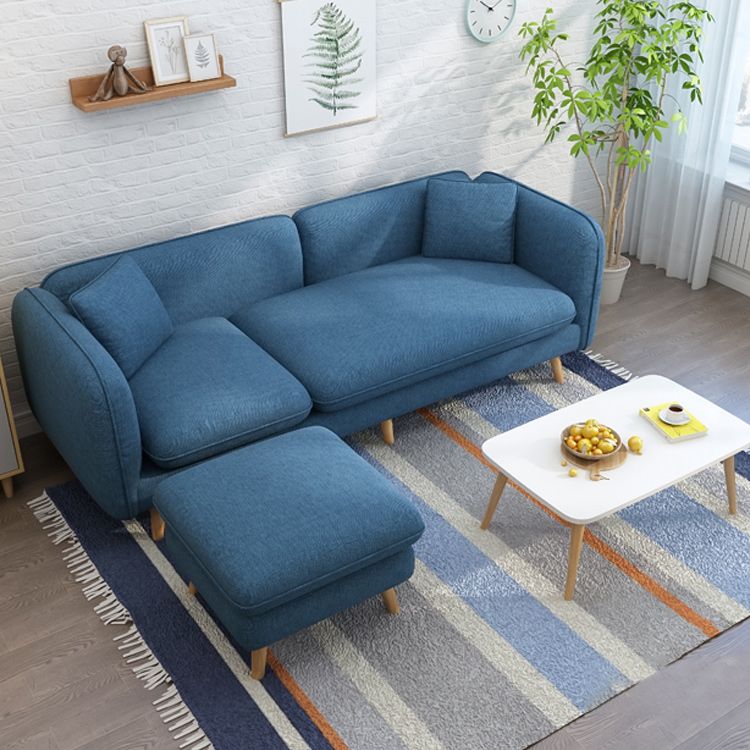 Contemporary 27.55" H Cotton Blend Square Arm Sofa with Pillows