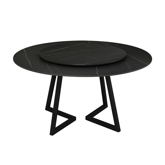 Sintered Stone Dining Table Round Modern Dining Table with Black Frame Clearhalo ' dining_table' 'Dining Tables & Seating' 'Dining Tables' 'furn' 'furn_dining_table' 'Furniture' 'furniture_dining_table' 'Kitchen & Dining Furniture' 'kitchen&dining_furn' 'kitchen' 'kitchen_dining_table' 1200x1200_3322c4ab-9233-49ce-83db-2b3cbc23d82d