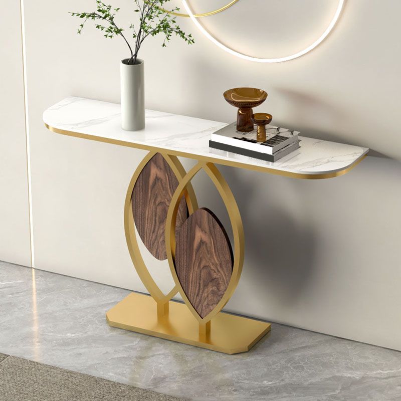 Tavolo di accento moderno largo 12 pollici a forma di mezza luna tavolo in metallo per sala