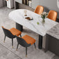 Modern White and Black Dinner Table Stone Top Tripod Base Dining Table Clearhalo 'Dining Tables & Seating' 'Dining Tables' 'dining_table' 'furn' 'furn_dining_table' 'Furniture' 'Kitchen & Dining Furniture' 1200x1200_3325763c-a976-4c7a-b595-26744a8ffaf1