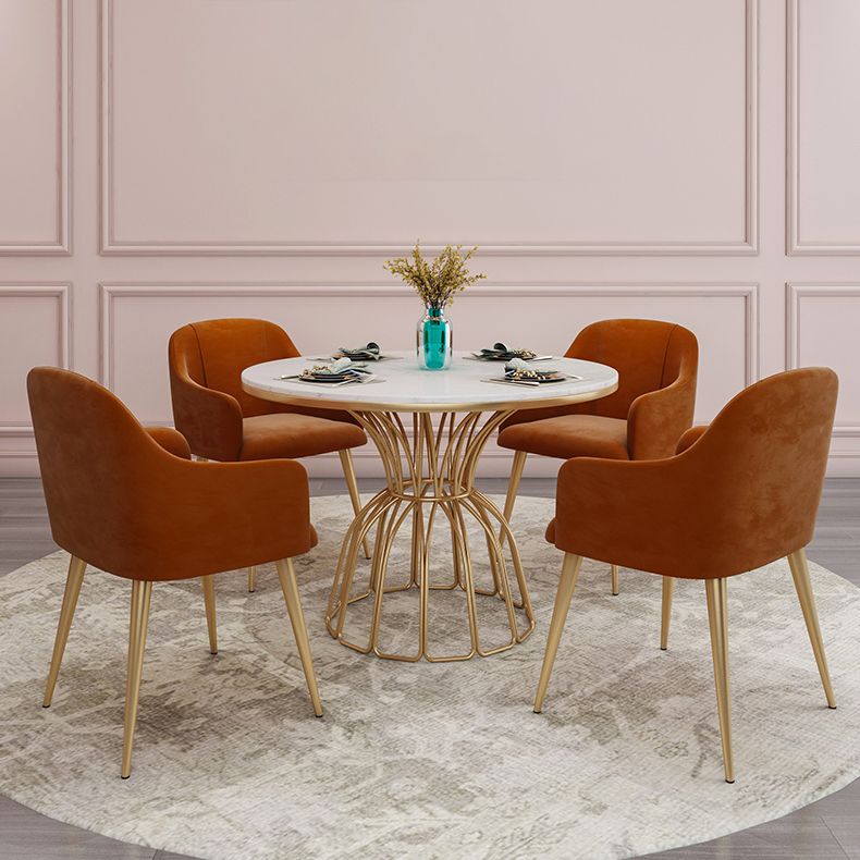 Glam 1/4/5 Pieces Round Dining Set Sintered Stone Dining Table Set for Home Use Clearhalo 'Dining Room Sets' 'Dining Tables & Seating' 'dining_room_set' 'furn' 'furn_dining_room_set' 'Furniture' 'furniture_dining_room_set' 'Kitchen & Dining Furniture' 'kitchen&dining_furn' 'kitchen' 1200x1200_33265646-8ce5-444b-bae0-1f904be70f25