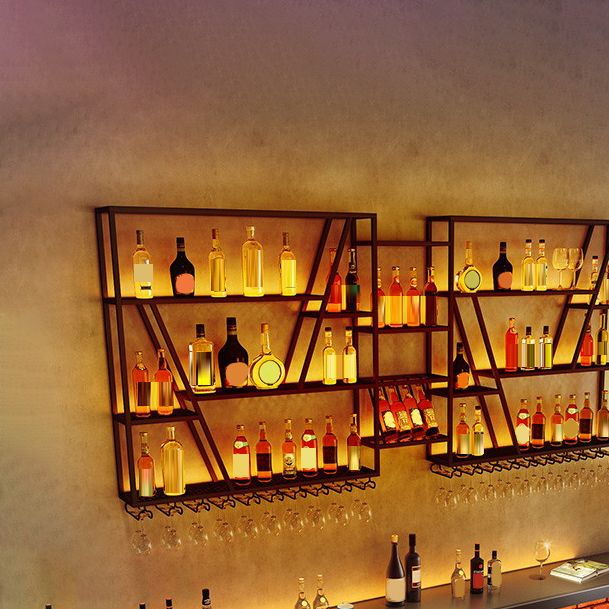 Metal Industrial Wine Holder Rack Wall Mounted Storage Shelves with Light Clearhalo 'furn' 'furn_wine_racks' 'Furniture' 'Kitchen & Dining Furniture' 'Wine Racks' 'wine_racks' 1200x1200_33277d04-29ab-44bf-bf13-e289a186e55d