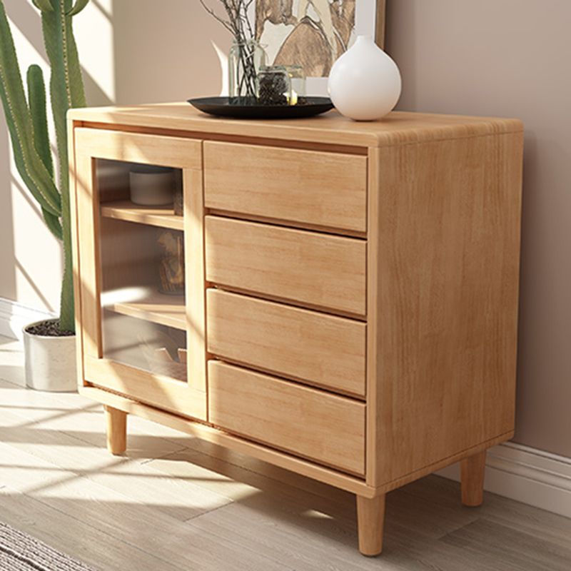 Mesa de buffet de madera sólida Modern de 31.5 pulgadas de 31.5 pulgadas con gabinete y cajones