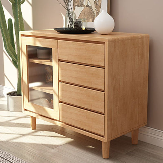 Tabella a buffet in legno massiccio moderno da 31,5 pollici con armadio e cassetti