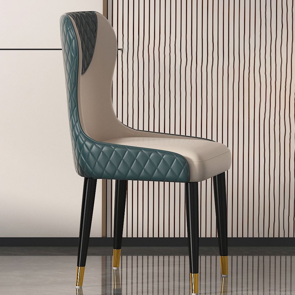 Modern Style Leather Chair Armless Parsons Chair with Wooden Legs for Kitchen Clearhalo ' kitchen&dining_furn' 'Dining Chairs' 'Dining Tables & Seating' 'dining_chair' 'furn' 'furn_dining_chair' 'Furniture' 'furniture_dining_chair' 'Kitchen & Dining Furniture' 'kitchen' 1200x1200_332e7307-7314-454b-aceb-eb1f2aba1095