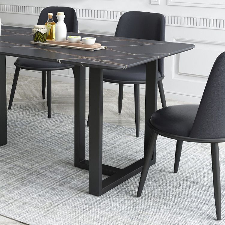 Industrial Dining Table Sintered Stone Table with Black Double Pedestal for Dining Room Clearhalo ' dining_table' 'Dining Tables & Seating' 'Dining Tables' 'furn' 'furn_dining_table' 'Furniture' 'furniture_dining_table' 'Kitchen & Dining Furniture' 'kitchen&dining_furn' 'kitchen' 'kitchen_dining_table' 1200x1200_3330dc38-104a-4f9c-a703-463d9c90b960
