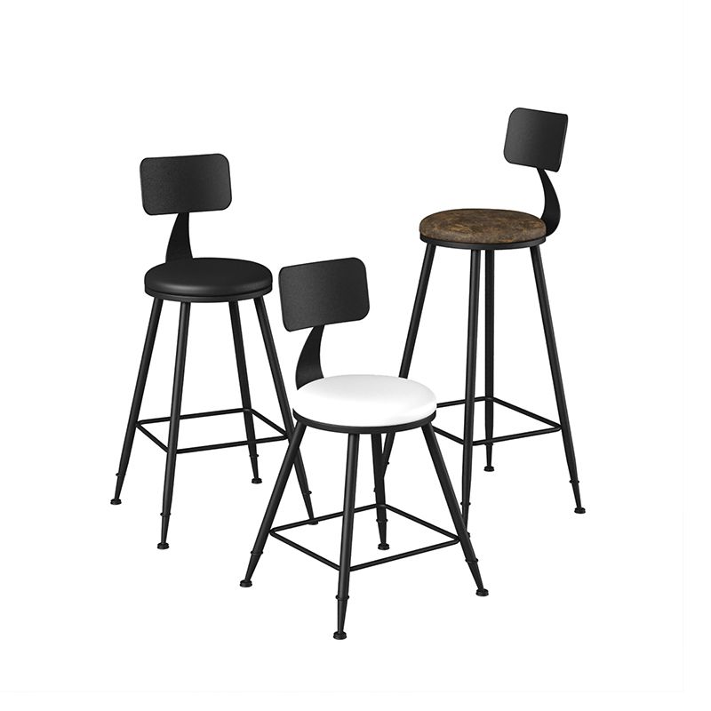 Modern Backrest Counter Stool Iron Bar Stool with Leather Cushion and Pedal for Cafe Clearhalo 'Bar Furniture' 'Bar Stools' 'bar_stools' 'furn' 'furn_bar_stools' 'Furniture' 'Kitchen & Dining Furniture' 1200x1200_3331bc1f-b24a-4202-ad01-66ddbab02454
