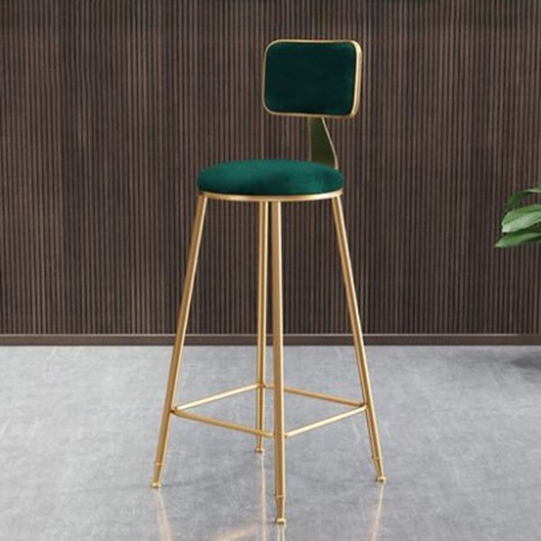 Glam Metal Barstool Round Seat Velvet Stool with Gold Legs in Matte Finish Clearhalo 'Bar Furniture' 'Bar Stools' 'bar_stools' 'furn' 'furn_bar_stools' 'Furniture' 'Kitchen & Dining Furniture' 1200x1200_3332f3e8-3ad4-4cc6-b849-83815390cf1e