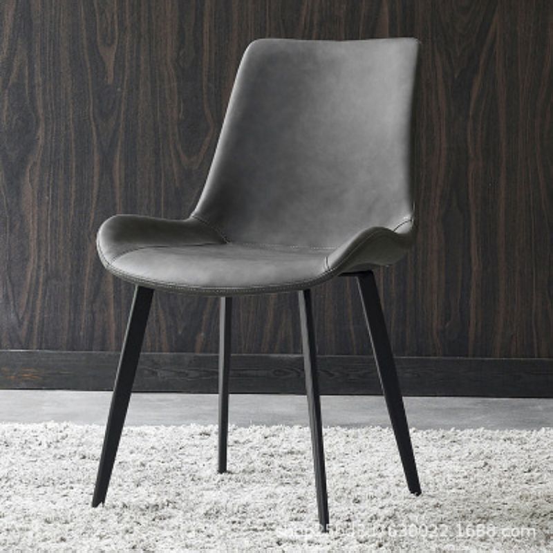 Modern Leather Side Chair Solid Back Dining Chair with Metal Base Clearhalo 'Dining Chairs' 'Dining Tables & Seating' 'dining_chair' 'furn' 'furn_dining_chair' 'Furniture' 'Kitchen & Dining Furniture' 1200x1200_33358ec1-8a70-45dc-9294-2aaf31fa34c3