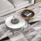 Glam Cocktail Table Round Stone 4 Legs Gold Coffee Cocktail Table