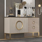 Sideboard in metallo a buffet in pietra in stile glam con 3 disegni
