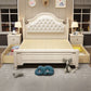 Solid Wood and Headboard Standard Bed Arched Bed with Custom Gold Legs