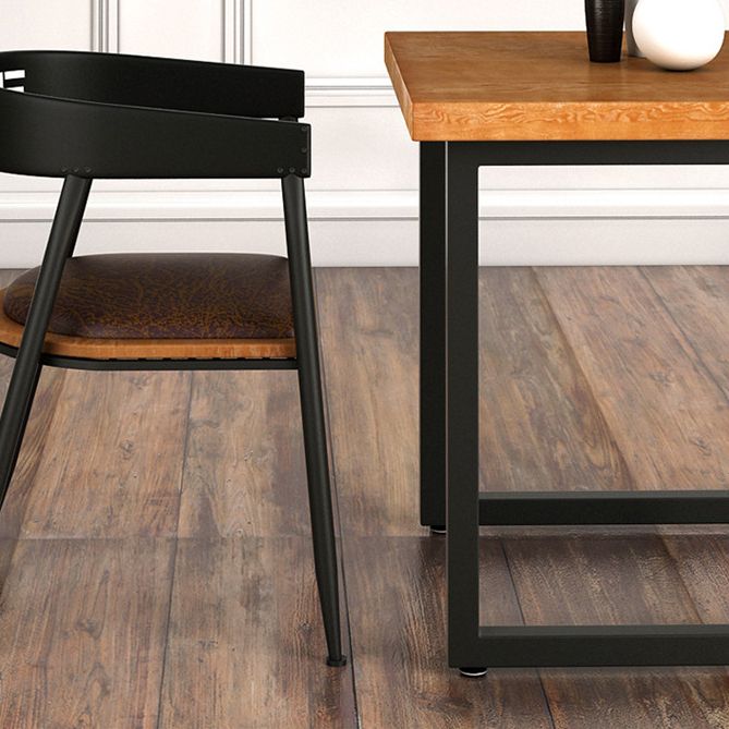 Industrial Style Solid Wood Dining Table Brown Square Table with Black Frame for Dinning Room Clearhalo ' dining_table' 'Dining Tables & Seating' 'Dining Tables' 'furn' 'furn_dining_table' 'Furniture' 'furniture_dining_table' 'Kitchen & Dining Furniture' 'kitchen&dining_furn' 'kitchen' 'kitchen_dining_table' 1200x1200_333f9a63-92d3-4de2-bce5-648eec744b84