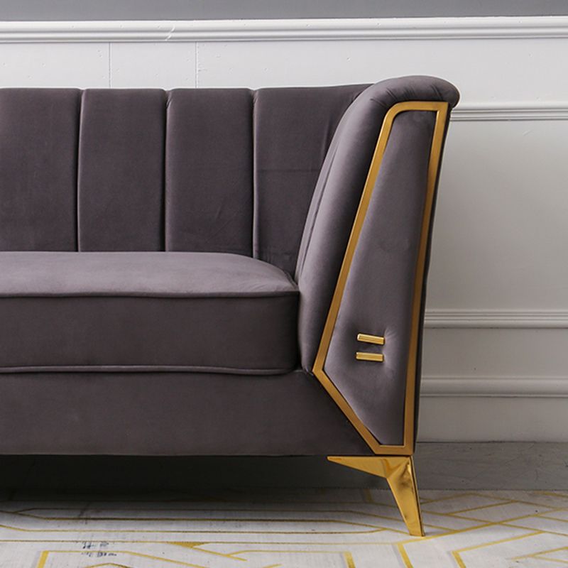 29.5"H Velvet/ Faux Leather Sewn Pillow Back Tuxedo Arm Sofa for Living Room Clearhalo 'Furniture' 'furniture_sofas' 'Living Room Furniture' 'Sofa' 'sofas' 1200x1200_33400475-3e21-4ee0-8e0e-377b20152ff7