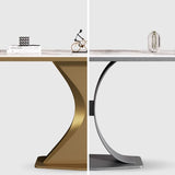 Glam Stone End Table Half Moon Console Accent Table for Hall