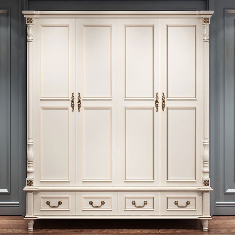 Traditional Wardrobe Armoire White Wooden Wardrobe Cabinet with Legs Clearhalo 'Armoires & Wardrobes' 'armoires_wardrobes' 'Bedroom Furniture' 'furn' 'furn_armoires_wardrobes' 'Furniture' 1200x1200_3343a4ec-0319-4caf-9060-b4ccf08379e3