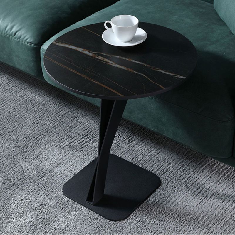 Pedestal Base Design Black Metal White/white Gold/black SLATE Top Round Side Table Clearhalo 'Coffee & Accent Tables' 'End & Side Tables' 'end_side_tables' 'furn' 'furn_end_side_tables' 'Furniture' 'Living Room Furniture' 1200x1200_3344893c-9a83-4ee0-8468-167bb2221d6e