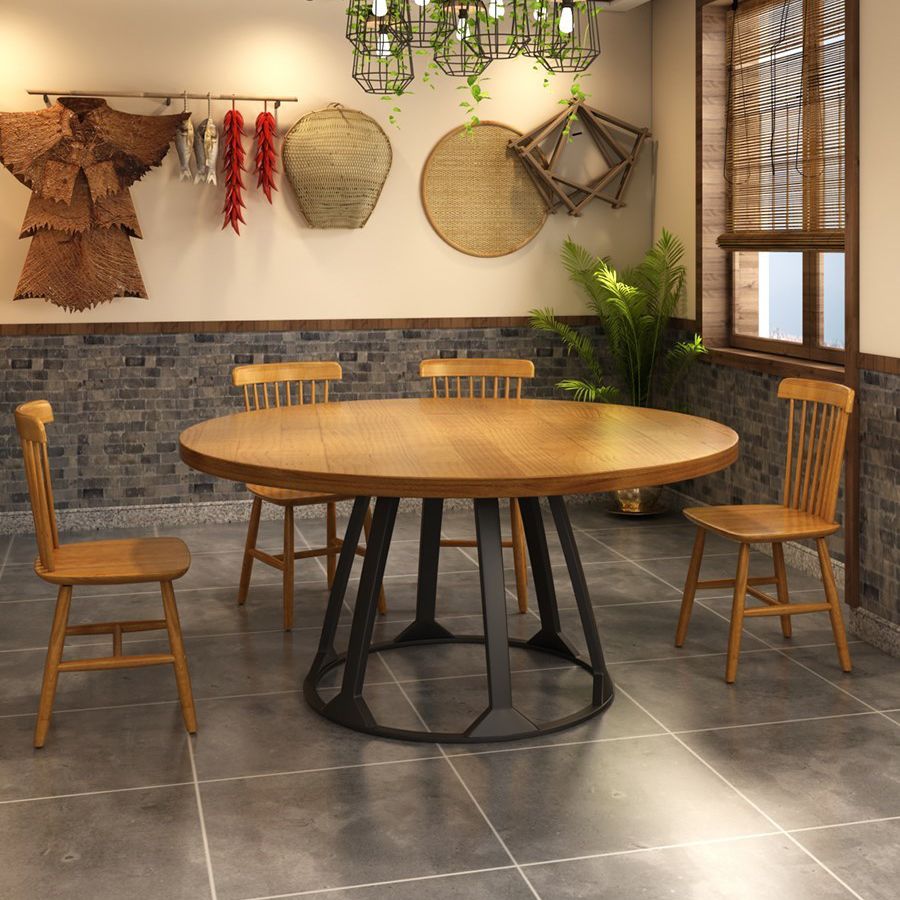 Modern Style Dining Table Solid Wood Round Dinner Table for Home Kitchen