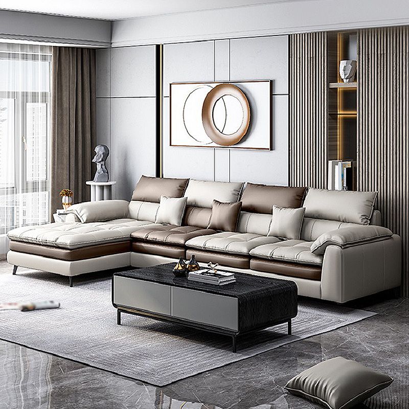 Almohada seccional de cuero sintético brazo beige beige para sala de estar