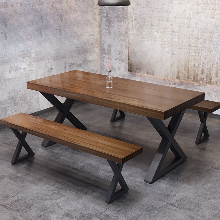 Solid Wood Dining Table Industrial Style Dining Table with Black Frame Clearhalo 'Dining Tables & Seating' 'Dining Tables' 'dining_table' 'furn' 'furn_dining_table' 'Furniture' 'Kitchen & Dining Furniture' 1200x1200_33457c80-7611-4839-9fe3-6d06b5ea9a6f