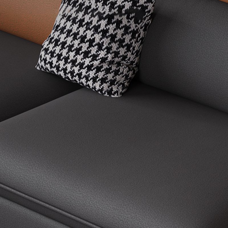 Adjustable Faux Leather Flared Arm Sectional with Storage for Living Room