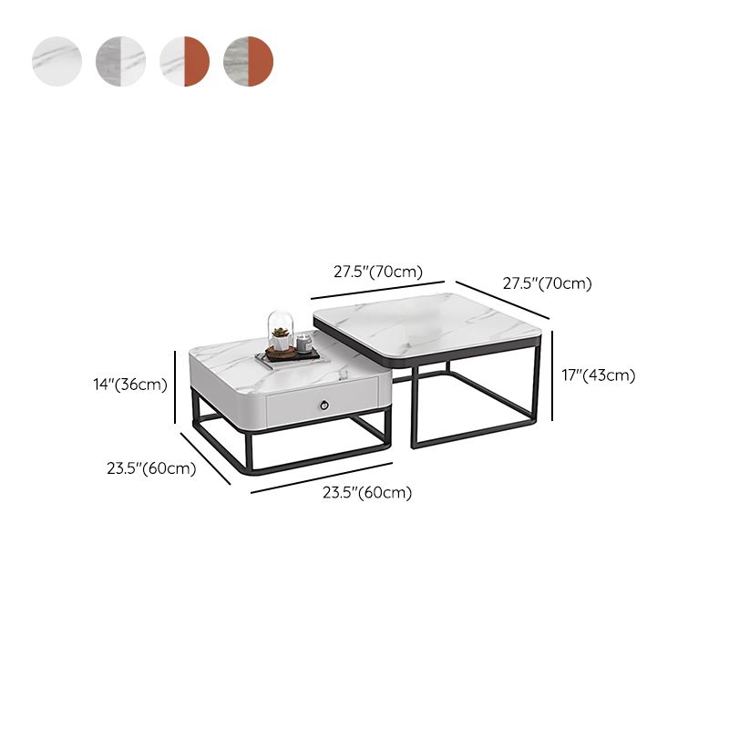 Glam Frame Coffee Table Slate/Glass Top Coffee Cocktail Table with Drawers Clearhalo 'Coffee & Accent Tables' 'Coffee Tables' 'coffee_tables' 'furn' 'furn_coffee_tables' 'Furniture' 'Living Room Furniture' 1200x1200_33460cb8-cffe-4f1e-907c-ae44eab86223