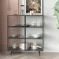 Steel Sideboard with 2 Glass Doors Modern Dining Server with Metal Legs