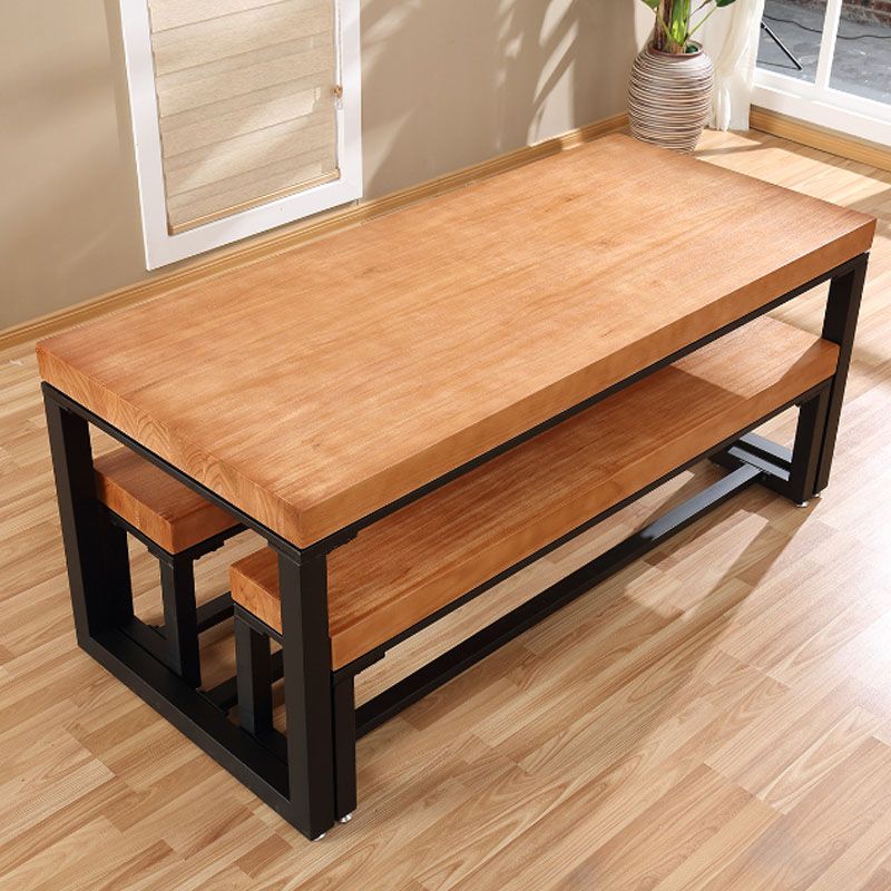 Mid-Century Modern Solid Wood Bench Rectangle Seating Bench with Legs Clearhalo 'Benches' 'Chairs & Seating' 'furn' 'furn_benches' 'Furniture' 'Living Room Furniture' 1200x1200_3347a412-2a14-40fa-951f-85d190772f54