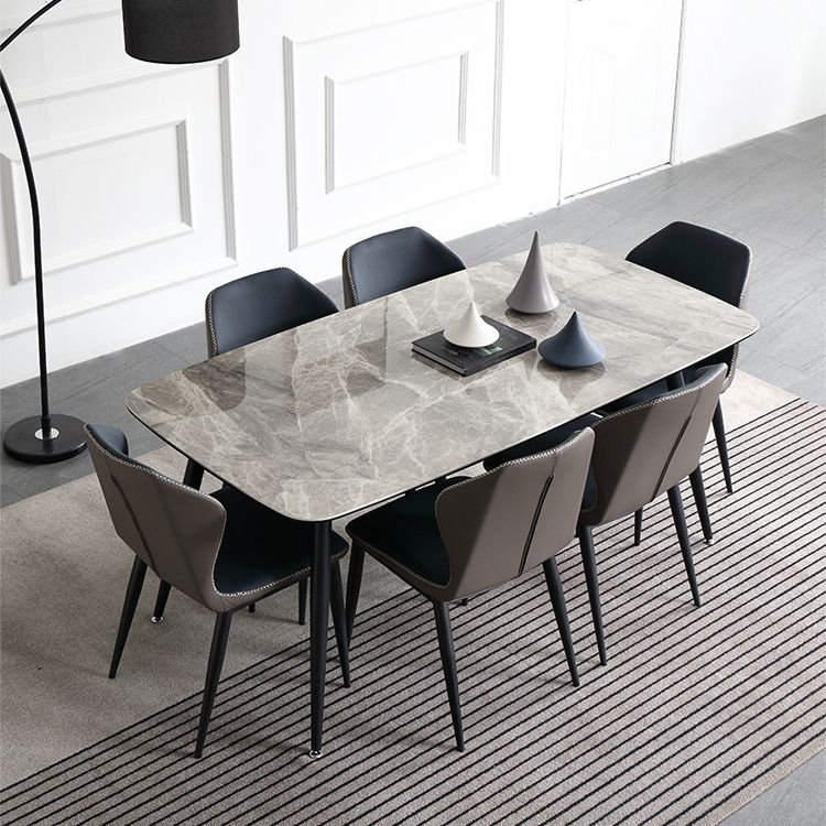 Metal Contemporary Rectangular Table Sintered Stone Top Dining Table with 4 Legs Clearhalo ' dining_table' 'Dining Tables & Seating' 'Dining Tables' 'furn' 'furn_dining_table' 'Furniture' 'furniture_dining_table' 'Kitchen & Dining Furniture' 'kitchen&dining_furn' 'kitchen' 'kitchen_dining_table' 1200x1200_334a1692-6c5c-47a1-bd34-568e11d4ad1b