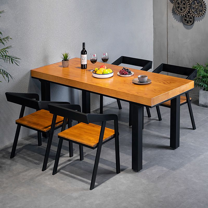 Rectangle 4 Legs Dining Table Industrial Wood Table for Kitchen