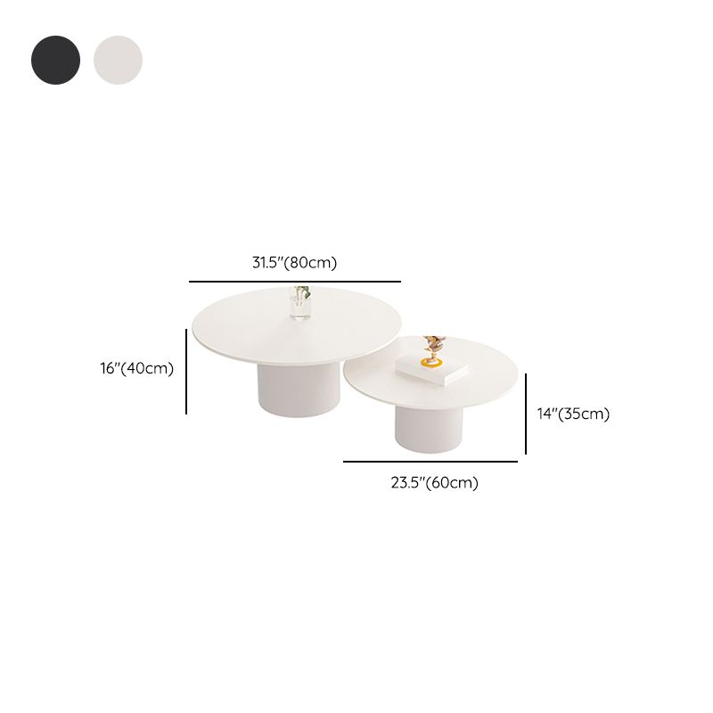 Contemporary Cocktail Table Round White Pedestal Coffee Cocktail Table Clearhalo 'Coffee & Accent Tables' 'Coffee Tables' 'coffee_tables' 'furn' 'furn_coffee_tables' 'Furniture' 'Living Room Furniture' 1200x1200_334e8223-e930-4f81-9263-1545a0fbea55