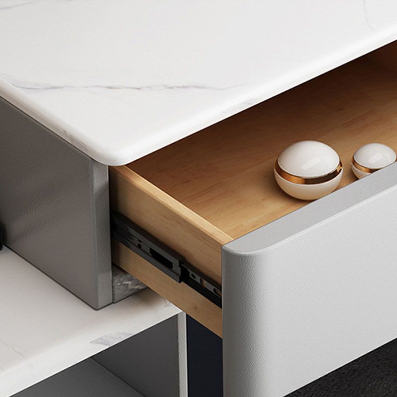 Glam -kaptafel Echte lederen ijdelheid tafel met 4 opbergladen