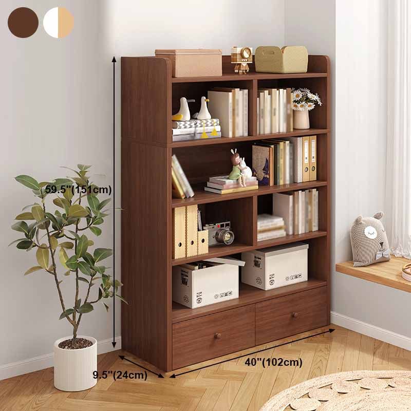 Modern Standard Bookcase Shelves Closed Back Bookshelf with Drawer in Engineered Wood Clearhalo 'Bookcases' 'furn' 'furn_bookcases' 'Furniture' 'furniture_bookcases' 'kitchen' 'kitchen_bookcases' 'Living Room Furniture' 'Office Furniture' 1200x1200_334eebc0-1cf6-42b2-9065-78e93f4c7ad6